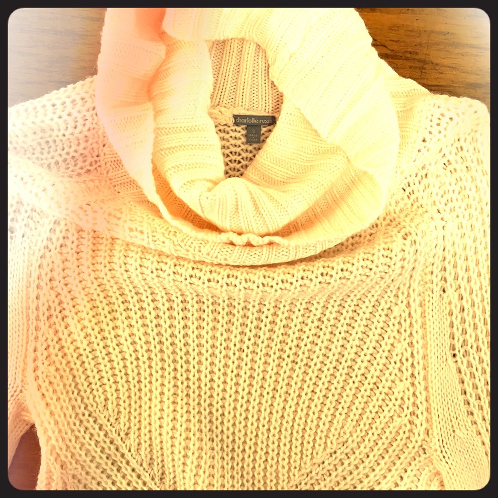 Women’s Cream/rose sweater dress with cowl neck